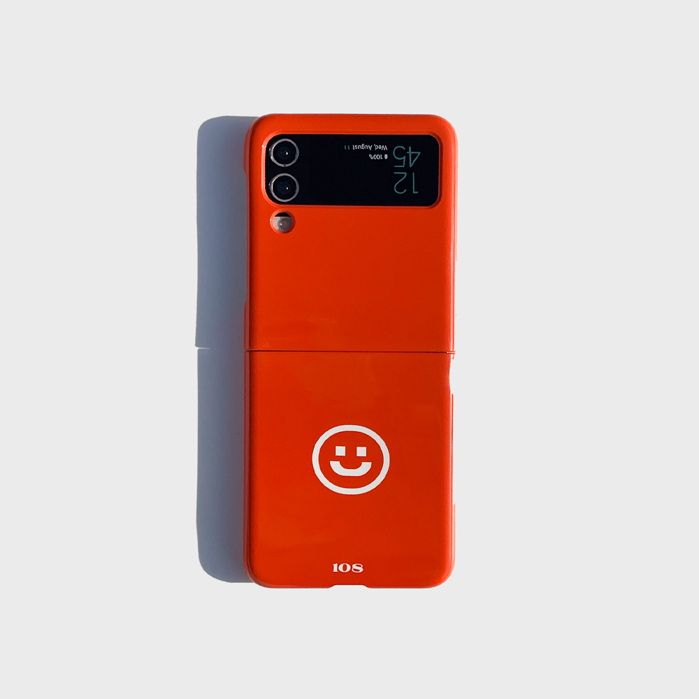 108seoul[Galaxy Z Flip] 108 RED ORANGE SMILE (glossy-slim-hard)